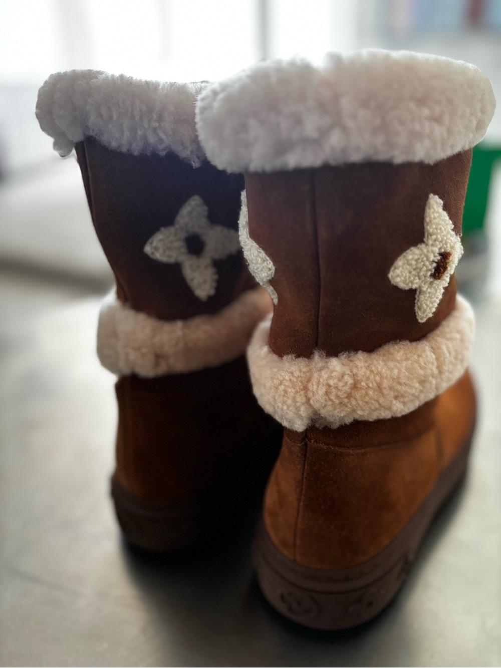 Louis Vuitton Brown Shearling-Trim Winter Boots - Picture 6 of 8